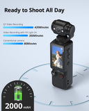 Handheld Pocket Camera 2.5K UHD, 180&deg Rotating Lens, Fill Light, 2000mAh Battery, No App Needed, V1107-CS-BXSSXJH