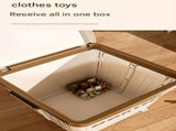 Beige Large Foldable Storage Box with Lid and Wheels - Heavy Duty Collapsible Toy Organizer Bin V888-ELOSUNG36117