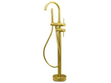 WELS Brushed Gold Bath Tub Mixer Tap Free Standing Faucet Spout Handheld Shower V1233-KRD602BG