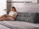Giselle Headboard Pillow for Sitting in Bed, Upgraded Shredded Foam Reading Wedge Cushion for Lumbar HBP-WAVBTN-COR-GY-K