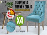 4X French Provincial Dining Chair Oak Leg AMOUR BLUE V274-FT-FC8443-BU4