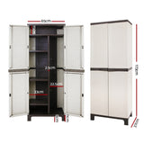 Gardeon Outdoor Storage Cabinet Box 173cm Lockable Cupboard Sheds Adjustable Rattan Beige OSC-CABI-H2D