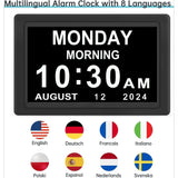 Dementia Digital Clock for Seniors, Extra Large Electric Calendar Clock With 20 Alarms Auto DST and V1237-MS-724-080