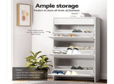 Artiss 2x Shoe Cabinet Organiser 3 Flip Drawer High Gloss White FURNI-L-GS-SHOE02-WHX2