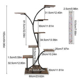 8 Tier Tree-Shaped Plant Stand Indoor Tall Plant Shelf Display Rack Metal MDF Flower Pot Holder V767-HJ-XZ2242