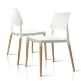 Artiss Dining Chairs Set of 4 Plastic Wooden Stackable White BA-TW-M2503-086-WHX4