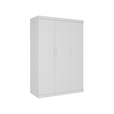 3 Door White Wardrobe White Handles, Hanging Rail & Shelves V63-953061