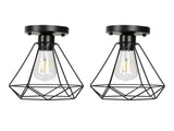 Ceiling Light Cage Guard Cover with Lamp Holder Base Vintage Industrial Style for E27 Bulbs V1294-YM0523-3119220032811