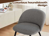 Artiss Dining Chairs Set of 2 Linen Solid Curved Houndstooth MO-DIN-02-LI-HSX2