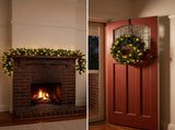 Christabelle Pre-Lit Highland Pine Wreath 61cm and Garland 2.74m Warm White LED Battery Timer D CMB-WFLHP-WG
