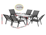 Gardeon 7PC Outdoor Dining Set Table and Chairs Patio Furniture Garden Bistro Set Grey FF-DINING-120-7PCS-GE