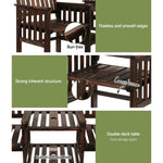 Gardeon Outdoor Garden Bench Loveseat Wooden Table Chairs Patio Furniture Charcoal ODF-LOVESEAT-CC