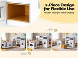 Keezi Kids Wooden Kitchen Playset 2-piece Pretend Toy Kitchen 29pc Food Set PLAY-WOOD-COMBINATION-3IN1