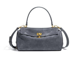Grey Women's Vintage Suede Satchel Bag - Elegant Top Handle Purse with Gold Lock V888-ELOSUNG33779