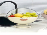 Pink Whimsical Covered Fruit Bowl with Flip Lid & Drainer - Cute Design Snack & Candy Dish for V888-ELOSUNG32432