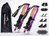 Purple Folding Hiking Poles Pair - Lightweight Aluminum Trekking Poles - Adjustable 110-125cm V888-ELOSUNG56521