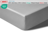 Accessorize 400TC Grey Bamboo Cotton Mega / Super Fitted Sheet 50cm Wall King V442-HIN-FITTEDS-BAMBOOCOTTON50CM-GREY-KI