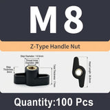 Z-Shaped Hand Knob Nut with Copper Threads for Woodworking Fixture Clamping, Machinery Adjustment, V1341-ZY-JPLLJK4D-M8