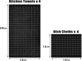 Homaxy Dishcloths Set, 12 x 12 and 13 x 28 Inches, Set of 8 Bulk Cotton Terry Kitchen Towels Set, V1258-DP02-F-155