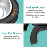 Adjustable Height Pet Food Bowl with Stainless Steel Double Bowls, Ergonomic Raised Cat Feeder for V1341-ZY-SVQS3765-BLACK