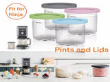 Containers Replacement for Pints and Lids - 4 Pack 16oz, Compatible with Series Ice Cream Maker, V1192-AZ-W-11887