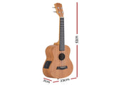 Alpha 26 Inch Solid Mahogany Tenor Ukulele Electric Acoustic EQ System Kit 18 Frets Natural UKULE-E-25-EQ-NAT