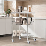 VEVOR Kitchen Utility Cart, 3 Tiers, Wire Rolling Cart with 213kg Capacity, Steel Service Cart on V952-LLCFTCCB20X24IGJ4V0