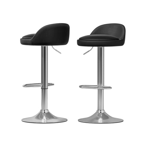 Artiss 2x Bar Stools PU Leather Gas Lift Black BA-K-719-BK-X2