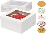 15pcs Cake Boxes, 10x10x8 Inches Tall Cake Box with Window, White Bakery Boxes, Large Baking Boxes, V1258-DP02-WO-1037
