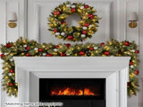Christabelle 61cm Christmas Wreath with LED Lights Baubles Berries Red Silver Front Door Decora 112_SENJB61