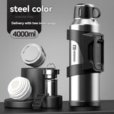 316 Stainless Steel Thermos Large Capacity Thermos Portable Thermos Flask - Silver - Size 4000ml V1102-122-29524-SLR-4000ML