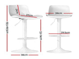 4x Artiss Bar Stools Kitchen Swivel Gas Lift Stool Leather Dining Chairs White BA-KJ-GL-BPP-SPU-WHX4
