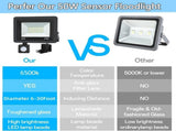2 Pack LED Floodlight with Motion Sensor, 50W 5000LM 6500K Cool White, IP66 Waterproof V1102-MS-520-014