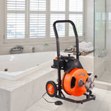 Drain Cleaner Machine 75FT x 3/8Inch, Auto Feed Sewer Snake Auger with 4 Cutter & Air-activated Foot V952-ZDJJKLSGDSTJZXGSSV3