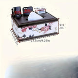 White gold Multi-Function Leather Tissue Box, Wooden Frame with Compartment Storage, Anti-Slip and V1232-PGZJH002