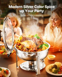 VEVOR 5 Qt 2 Pack Round Chafing Dish Buffet Set Full-Size Pan Stainless Steel V952-YXBLSTGK2JTYN0BW5V0