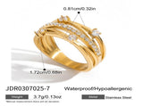 6-Piece Vintage Gold-Plated Stainless Steel Ring Set for Women - Waterproof Hypoallergenic Stackable V888-ELOSUNG52379