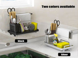 Kitchen Sink Caddy Organizer 304 Stainless Steel Sponge Soap Brushes Dispenser Holder with Rag Rack V1294-YM0717-10122830