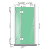 90cm Wall to Wall Frameless Shower Screen with Chrome Brackets and SS Hinges, Square Double Pull V63-854961