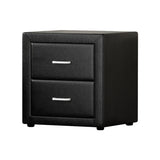 Artiss Bedside Table 2 Drawers Side Table Leather - CADEN Black BFRAME-E-BSIDE-BK