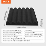 VEVOR Acoustic Foam Panels 24 Pack 12 x 12 x 2 in Adhesive for Wall Ceiling V952-ZZSPMBHSL12W4C53ZV0