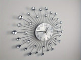 Silver Black Silver Wall Clock Sunburst Wall Clock Home Decor Clock Modern Wall Clock V1347-115-BLA-95045