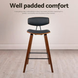Artiss 4x Bar Stools Leather Padded w/Backrest BA-TW-8782-BKX4
