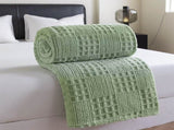 Green 180*200cm Thickened Double-Sided Plush Waffle Weave Throw Blanket - Anti-Static Taffeta Velvet V888-ELOSUNG50789