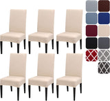 Dining Room Chair Covers, Stretchy Washable Removable Set of 6 Beige Seat Protectors Compatible with V1188-TR101-30916-1