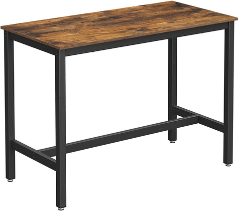 Bar Table with Solid Metal Frame and Wood Look, 120 x 60 x 90 cm V178-11352