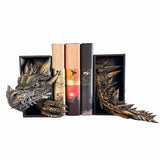 Gothic Dragon Bookends 2-Pack for Bookshelves, Smooth Black Finish, Fantasy Home Decor V1370-AZ4-10485