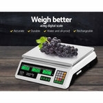 Emajin Scales Digital Kitchen 40KG Weighing Scales Platform Scales White LCD SCALE-SHOP-B-40KG-WH