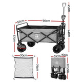Gardeon Garden Cart with Cargo Net Grey GCT-FABRIC-NET-120KG-GY