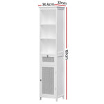 Artiss Bathroom Cabinet Storage 161cm White Rattan Tallboy Toilet Cupboard FURNI-G-BATH-RAT-01-WH